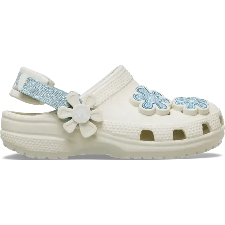 Classic Denim Flower Clog für Kleinkinder mit verstellbarem Fersenriemen Classic Denim Flower Clog für Kleinkinder mit verstellbarem Fersenriemen