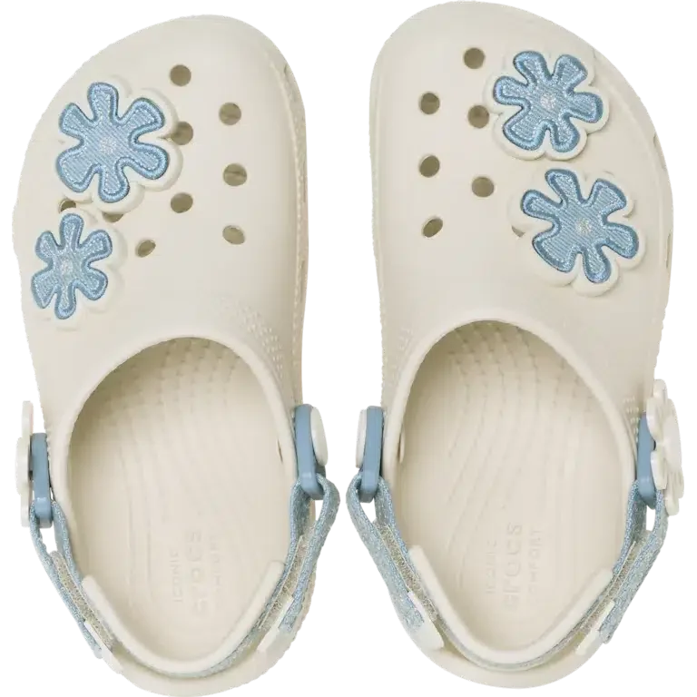 Classic Denim Flower Clog für Kleinkinder mit verstellbarem Fersenriemen Classic Denim Flower Clog für Kleinkinder mit verstellbarem Fersenriemen