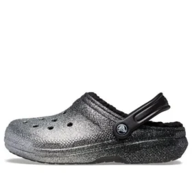 Classic Lined Clogs mit Glitter „Black Silver“
