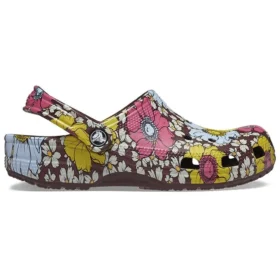 Classic Retro Floral Clogs „Yellow Pink“