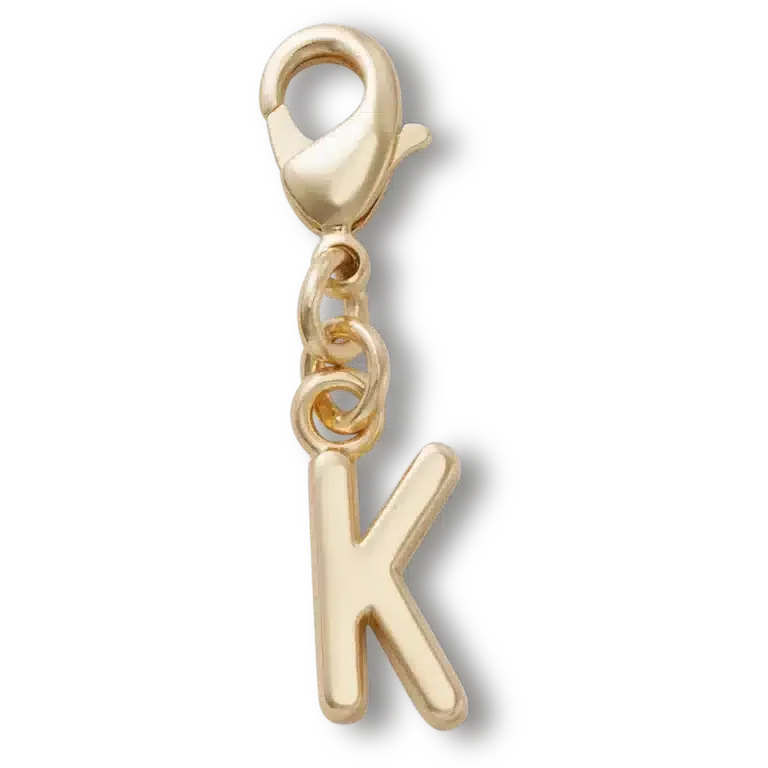 Goldener Buchstabe K – Jibbitz-Anstecker Goldener Buchstabe K – Jibbitz-Anstecker