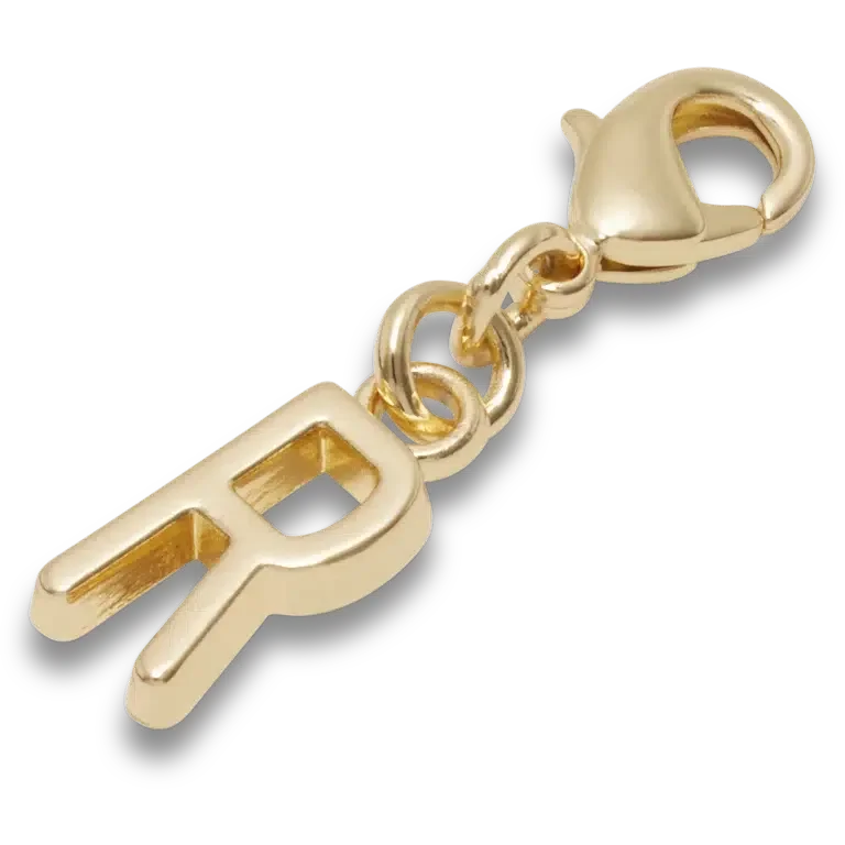 Goldener Buchstabe „R“ – Jibbitz-Anstecker Goldener Buchstabe „R“ – Jibbitz-Anstecker