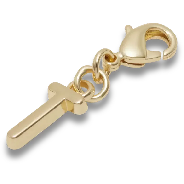 Goldener Buchstabe „T“ – Jibbitz-Anstecker Goldener Buchstabe „T“ – Jibbitz-Anstecker