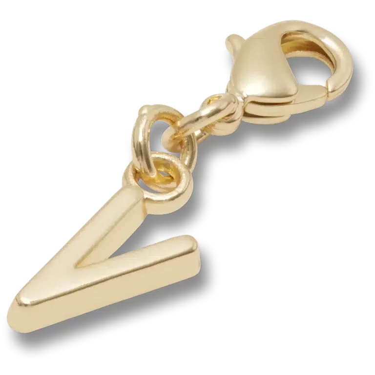 Goldener Buchstabe „V“ – Jibbitz-Anstecker Goldener Buchstabe „V“ – Jibbitz-Anstecker