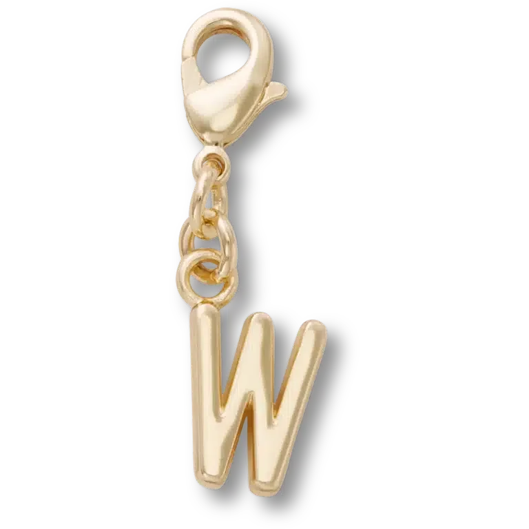 Goldener Buchstabe „W“ – Jibbitz-Anstecker Goldener Buchstabe „W“ – Jibbitz-Anstecker