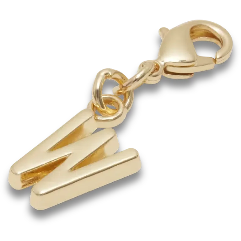 Goldener Buchstabe „W“ – Jibbitz-Anstecker Goldener Buchstabe „W“ – Jibbitz-Anstecker