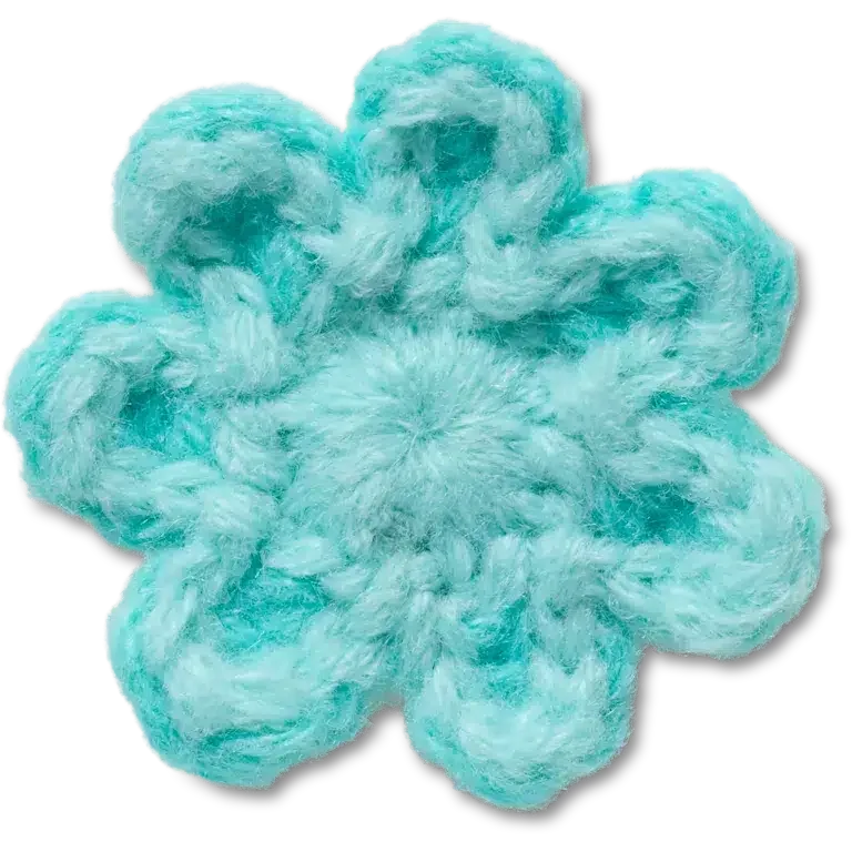 Jibbitz-Anstecker „Häkelblume in Blau“ Jibbitz-Anstecker „Häkelblume in Blau“