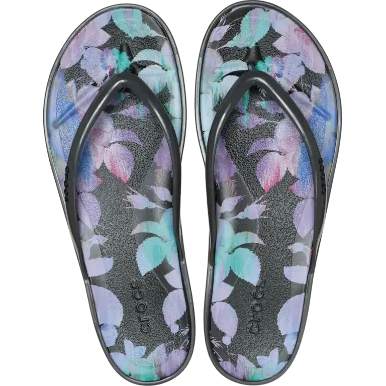 Miami Flip-Flops mit runder Zehenpartie und dunklem Blumenmuster Miami Flip-Flops mit runder Zehenpartie und dunklem Blumenmuster