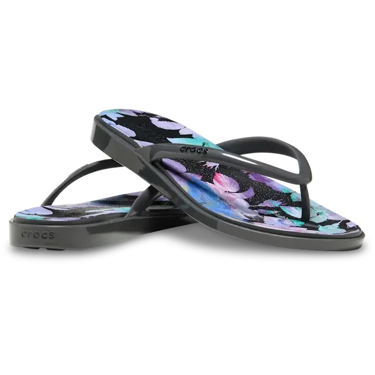 Miami Flip-Flops mit runder Zehenpartie und dunklem Blumenmuster Miami Flip-Flops mit runder Zehenpartie und dunklem Blumenmuster