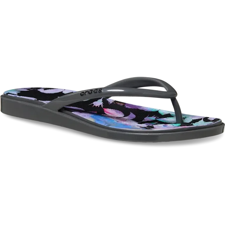 Miami Flip-Flops mit runder Zehenpartie und dunklem Blumenmuster Miami Flip-Flops mit runder Zehenpartie und dunklem Blumenmuster