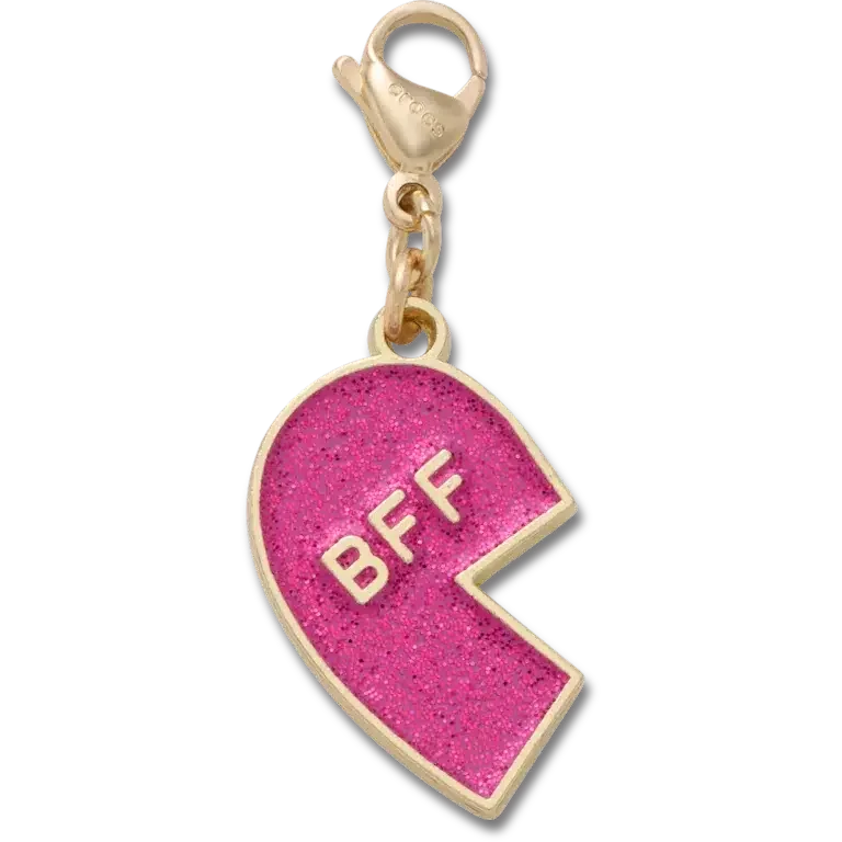 Rosa Glitter-BFF-Anhänger (links) Jibbitz-Schuhanhänger Rosa Glitter-BFF-Anhänger (links) Jibbitz-Schuhanhänger