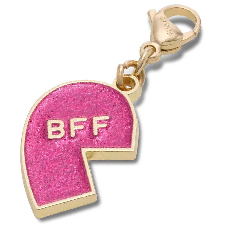 Rosa Glitter-BFF-Anhänger (links) Jibbitz-Schuhanhänger Rosa Glitter-BFF-Anhänger (links) Jibbitz-Schuhanhänger