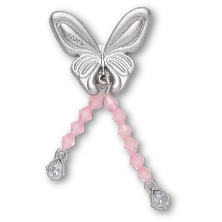 Silberne Jibbitz-Anstecker „Meta-Schmetterling“ mit Perlen Silberne Jibbitz-Anstecker „Meta-Schmetterling“ mit Perlen