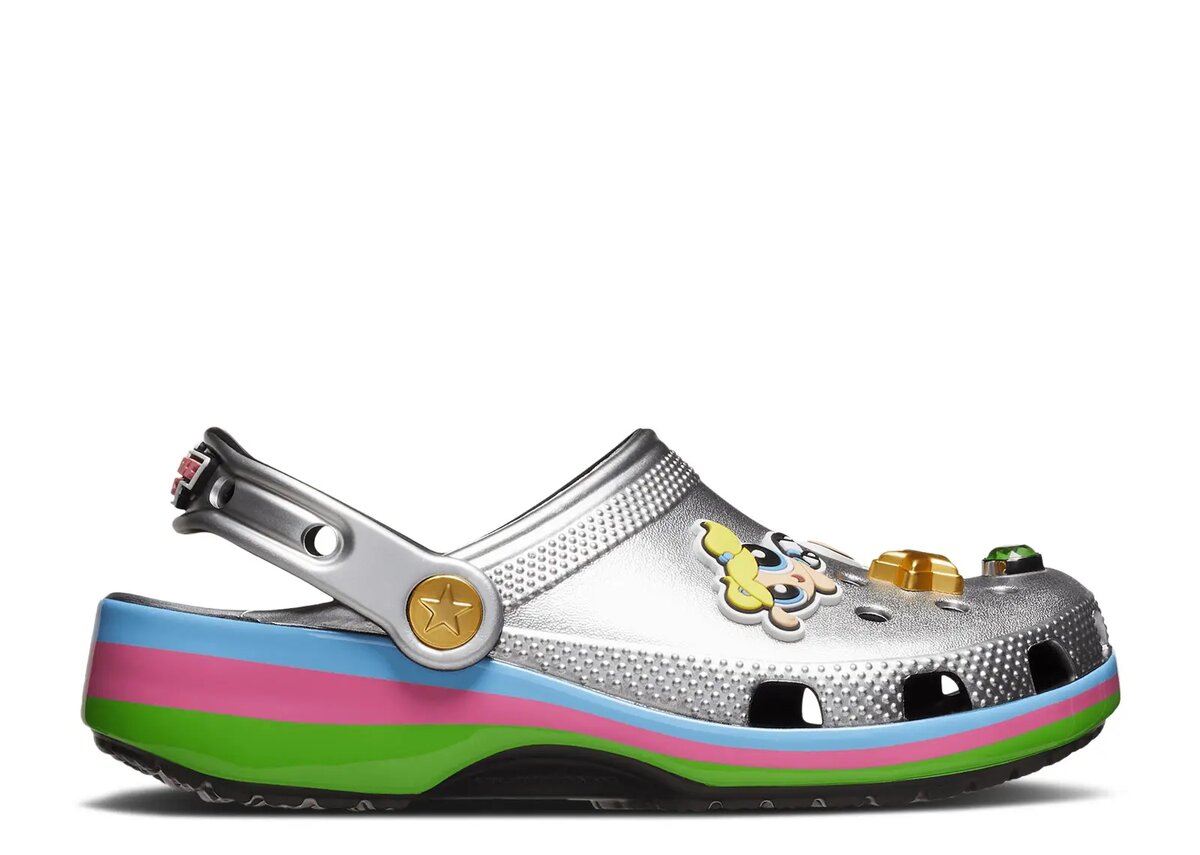 The Powerpuff Girls x Classic Clog Kids „Metallic Silver“ The Powerpuff Girls x Classic Clog Kids „Metallic Silver“