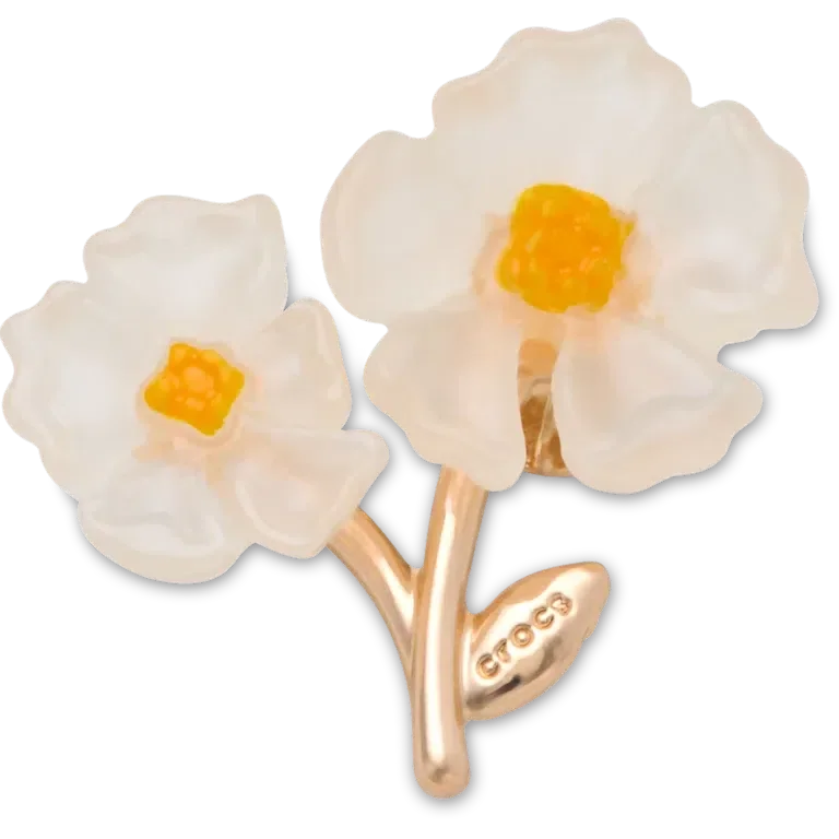 Weiße Jibbitz-Anstecker mit Blumenmotiv Weiße Jibbitz-Anstecker mit Blumenmotiv