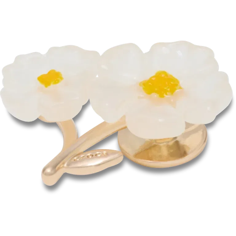 Weiße Jibbitz-Anstecker mit Blumenmotiv Weiße Jibbitz-Anstecker mit Blumenmotiv